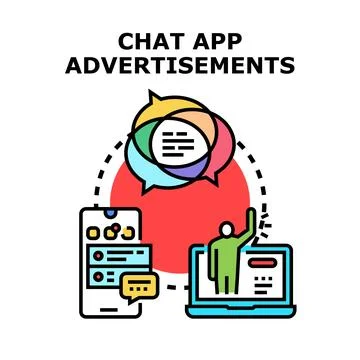 Chat app advertisements promoting communication and online marketing strategy Stock Illustration