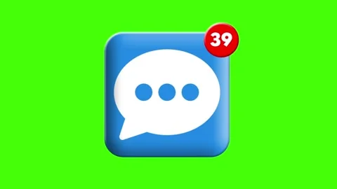 Chat App Icon Notification Badge 39 Green Screen Loop Animation Stock Footage 341600878