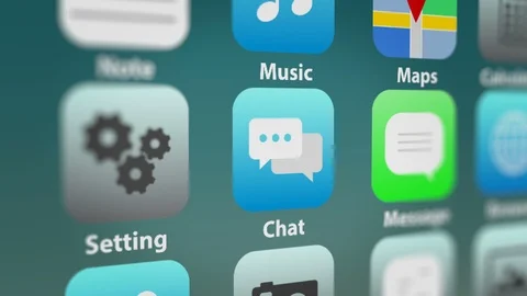 Chat App Icon with Notifications on Smart Phone Screen Stock Footage 124486697