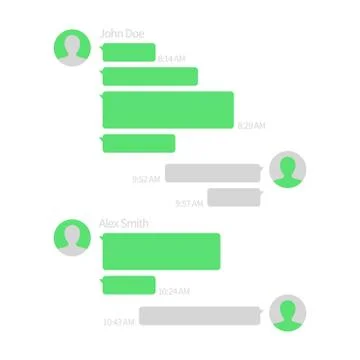 Chat app template. Short message service vector illustration with text bubbles Illustrazione stock