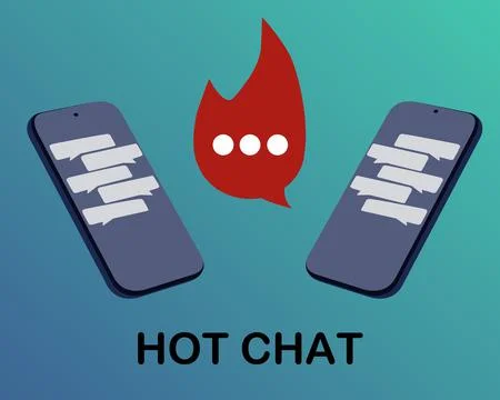 Chat application logo flat design, chat icon combined with fire. Illustrazione stock