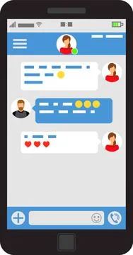 Chat application on smartphone 스톡 일러스트