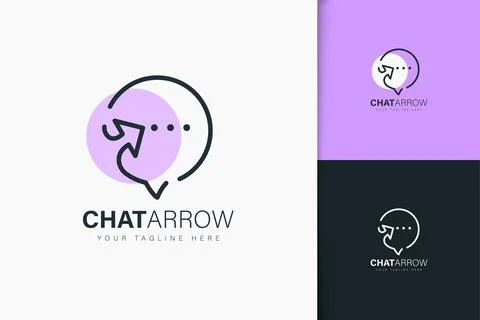 Chat arrow logo design linear style Stock Illustration