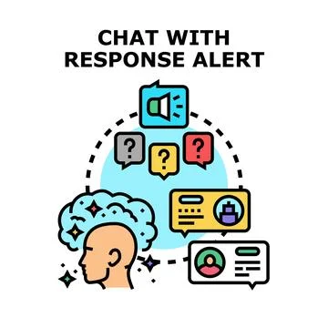Chat assistant interacting with response alert notification Stock Illustration