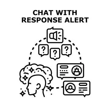 Chat assistant interacting with response alert notification Stock Illustration