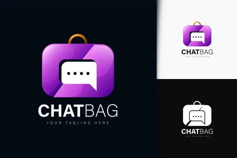 Chat bag logo design with gradient Stock Illustration