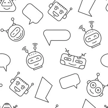 Chat bot and bubble Seamless Pattern Stock Illustration