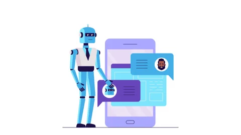 Chat bot animation. chatting with Robot, artificial intelligence Stock Footage 261604830