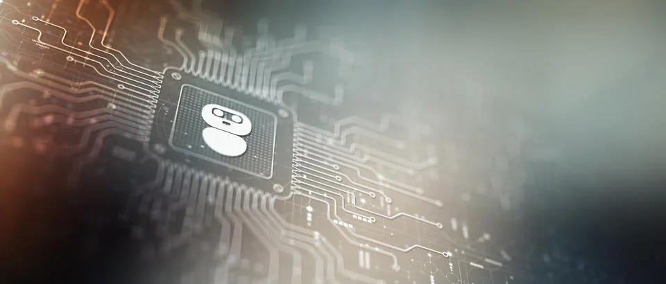 Chat Bot Automating Customer Support Illustrated on a Processor. Stock Illustration