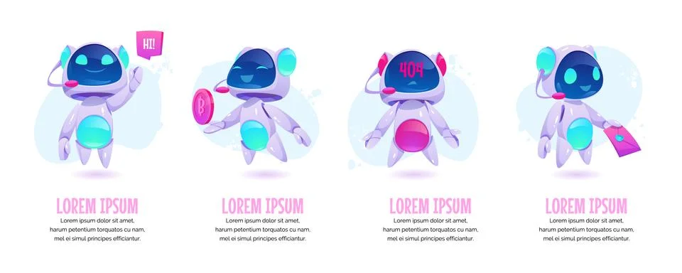 Chat bot banners set. Future marketing innovation Stock Illustration