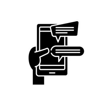 Chat bot black icon, vector sign on isolated background. Chat bot concept symbol Stock Illustration