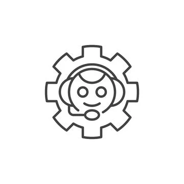 Chat Bot in Cog Wheel vector ChatBot Settings concept line icon Stock Illustration