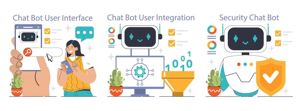 Chat Bot Collection. Flat vector illustration Illustrazione stock