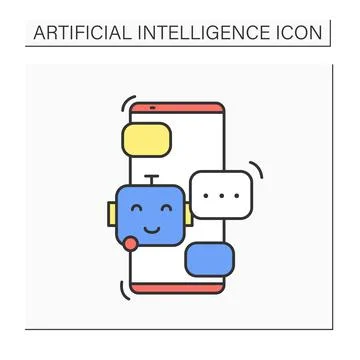 Chat bot color icon Stock Illustration