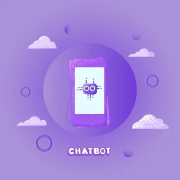 Chat bot concept. Virtual assistance elements.  Chatbot sticker with phone an Stock Illustration