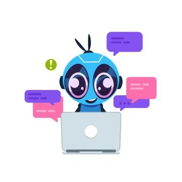 Chat bot. Cute cartoon robot with artificial intelligence, personal assistant Stock Illustration