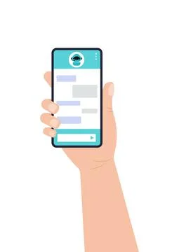 Chat bot dialoge window with cute ai robot on bar flat icon isolated. Stock Illustration