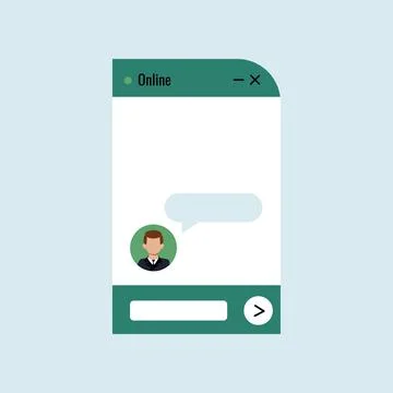Chat bot dialoge window with man in business suit Stock Illustration