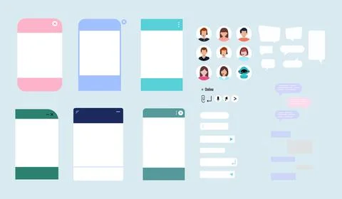 Chat bot dialoge windows creator vector pack. Stockillustratie