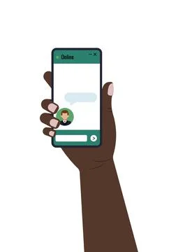 Chat bot dialoge windows on smartphone screen with man in business suit flat Illustrazione stock