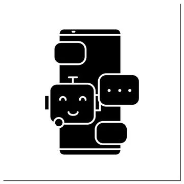 Chat bot glyph icon Stock Illustration