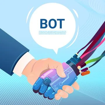 Chat Bot Hand Shaking With People Robot Virtual Assistance Of Website Or Mobile Stockillustratie