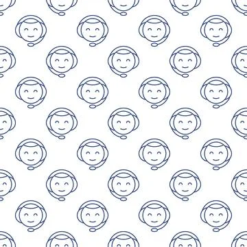 Chat Bot Head with Headset vector concept line seamless pattern Illustrazione stock