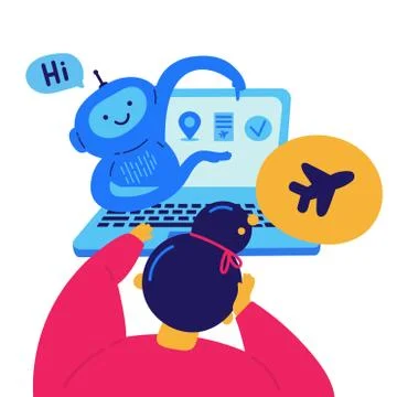 Chat bot that helps you plan your trip Stock Illustration