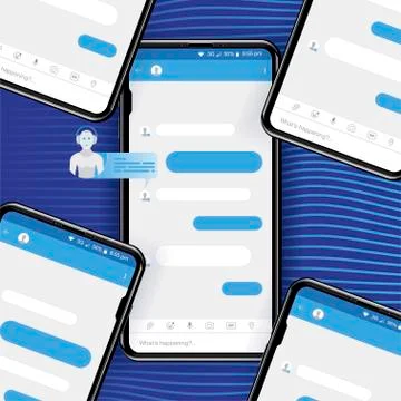 Chat bot icon for social networking in realistic smartphone. Social concept a Illustrazione stock
