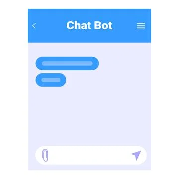 Chat bot interface showing conversation with blue speech bubbles Stock Illustration