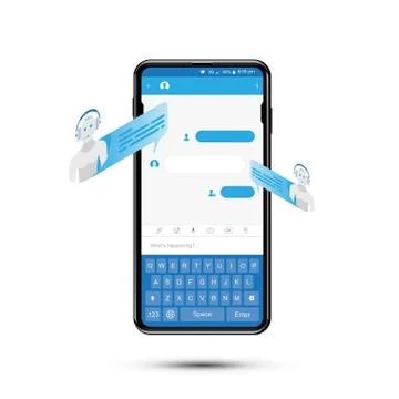 Chat bot isometric icon for social networking in realistic smartphone. Social Illustrazione stock