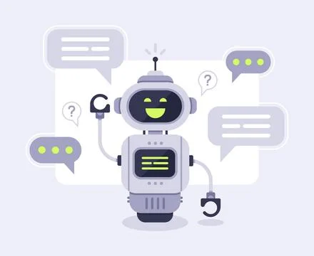 Chat bot messages. Smart chatbot assistant conversation, online customer su.. Stock Illustration