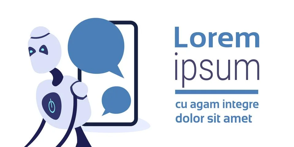 Chat bot mobile application screen bubble robot virtual assistance messenger Illustrazione stock