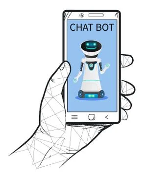 Chat Bot in Mobile Phone Application Robot Vector Illustrazione stock