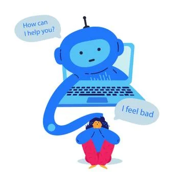 Chat bot provides psychological support Stock Illustration