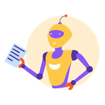 Chat bot robot, Cartoon flat vector illustration. Customer support Technology Stock Illustration