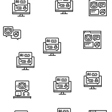 Chat bot robot service online vector seamless pattern Stock Illustration