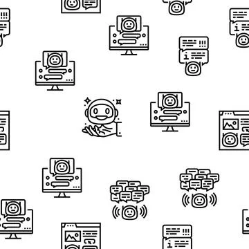 Chat bot robot service online vector seamless pattern Stock Illustration