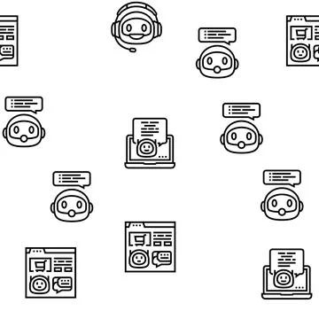 Chat bot robot service online vector seamless pattern Stock Illustration