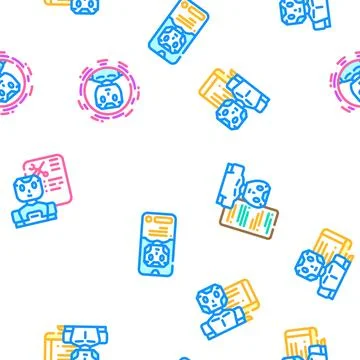Chat bot robot service vector seamless pattern Stock Illustration