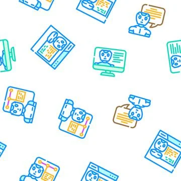 Chat bot robot service vector seamless pattern Stock Illustration