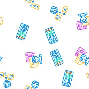 Chat bot robot service vector seamless pattern Illustrazione stock