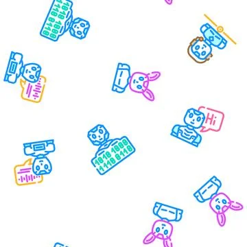Chat bot robot service vector seamless pattern Illustrazione stock
