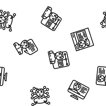 Chat bot robot service vector seamless pattern Stock Illustration