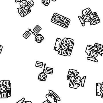 Chat bot robot service vector seamless pattern Stock Illustration