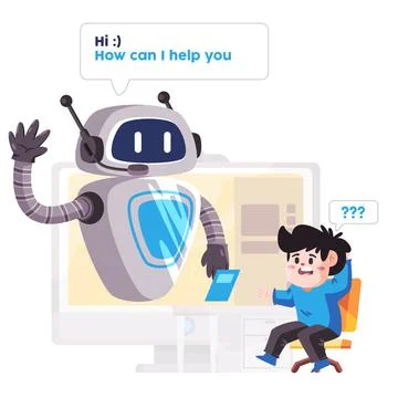 Chat bot robot talk artificial intelligence communication conversation modern Stock Illustration