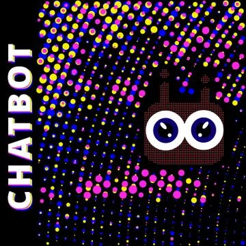 Chat bot robot virtual assistance. Chatbot phrase on abstract background. Ele イラスト素材