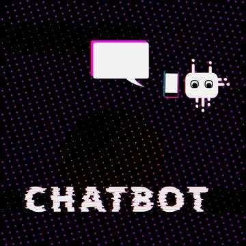 Chat bot robot virtual assistance. Chatbot concept. Distorted glitch text sty イラスト素材
