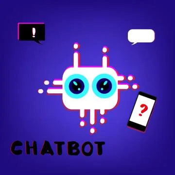 Chat bot robot virtual assistance. Chatbot with chromatic defect style. Chrom イラスト素材