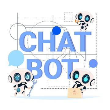 Chat Bot Service Banner Modern Technology Of Technical Support Chatter Robot Stock Illustration